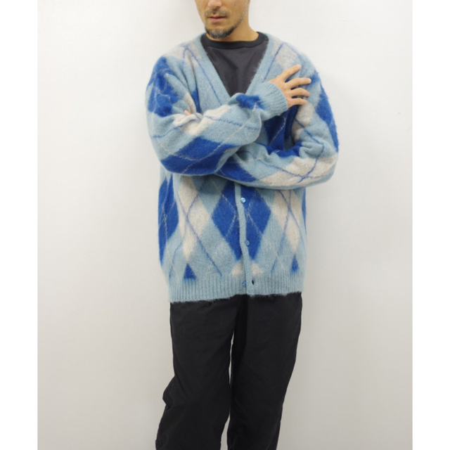 Needles(ニードルス)のNeedles Mohair Cardigan-Argyle-Lt.Blue M メンズのトップス(カーディガン)の商品写真