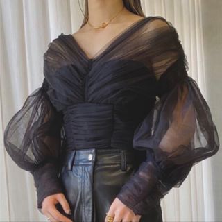 フェティコ  FETICO MUTTON SLEEVE TULLE BLOUSE(その他)