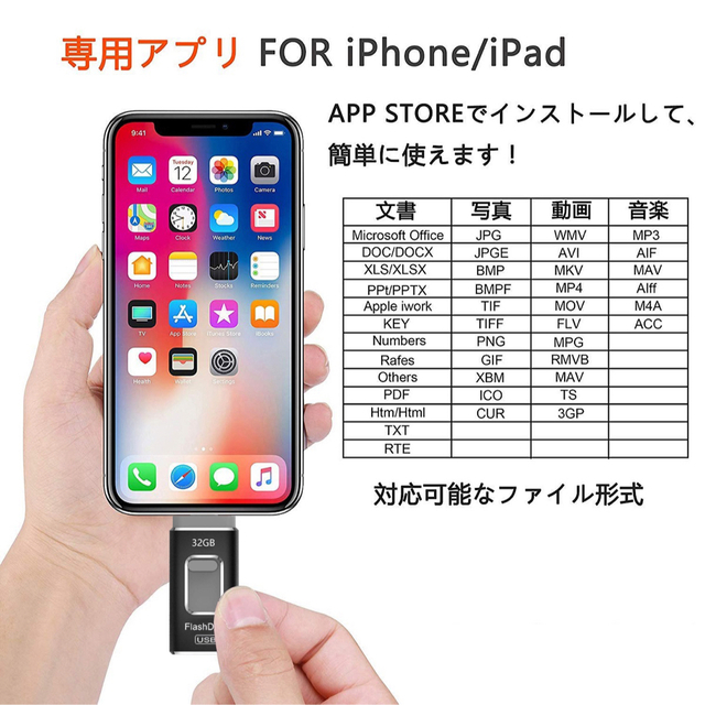 iPhone usbメモリー32GB スマホ/家電/カメラのPC/タブレット(PC周辺機器)の商品写真