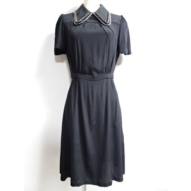 N°21 - 【美品】N21ヌメロヴェントゥーノワンピース36シルクブラックラインストーン