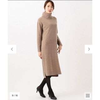 ニジュウサンク(23区)の美品　23区  ラムズカシミヤタートルネックスリットワンピース(ロングワンピース/マキシワンピース)