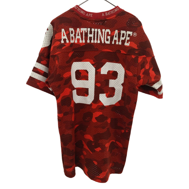 A BATHING APE(アベイシングエイプ)のA BATHING APE アベイシングエイプ カラーカモ メッシュ ナンバリングフットボール Tシャツ レッド メンズのトップス(Tシャツ/カットソー(半袖/袖なし))の商品写真