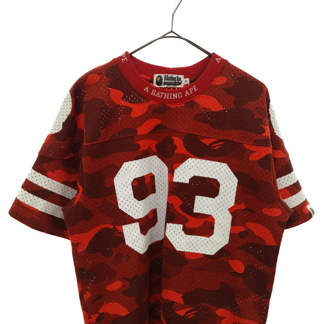 A BATHING APE(アベイシングエイプ)のA BATHING APE アベイシングエイプ カラーカモ メッシュ ナンバリングフットボール Tシャツ レッド メンズのトップス(Tシャツ/カットソー(半袖/袖なし))の商品写真