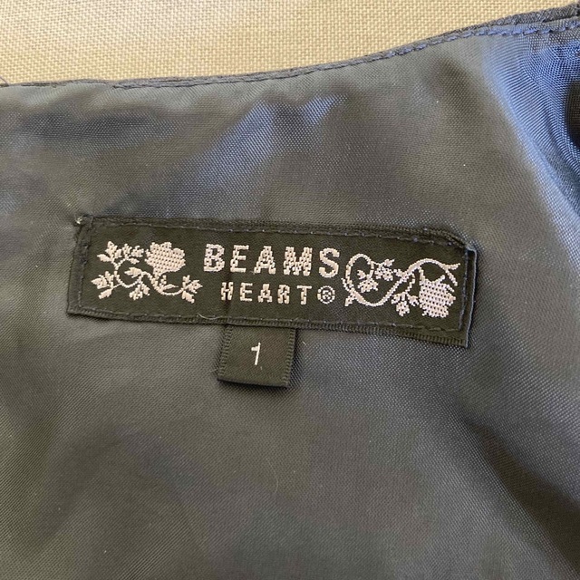 BEAMS(ビームス)のビームス　ひざ丈ワンピース　フレアワンピース ネイビー　紺色　千鳥格子 レディースのワンピース(ひざ丈ワンピース)の商品写真