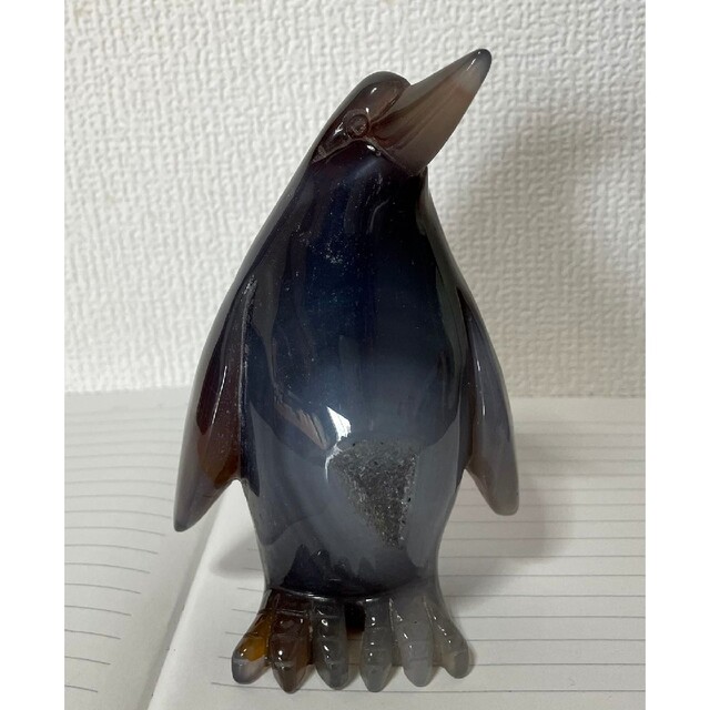 ペンギンのジオード トレジャー瑪瑙 アゲート 彫刻 天然石 水晶 風水晶 動物 1