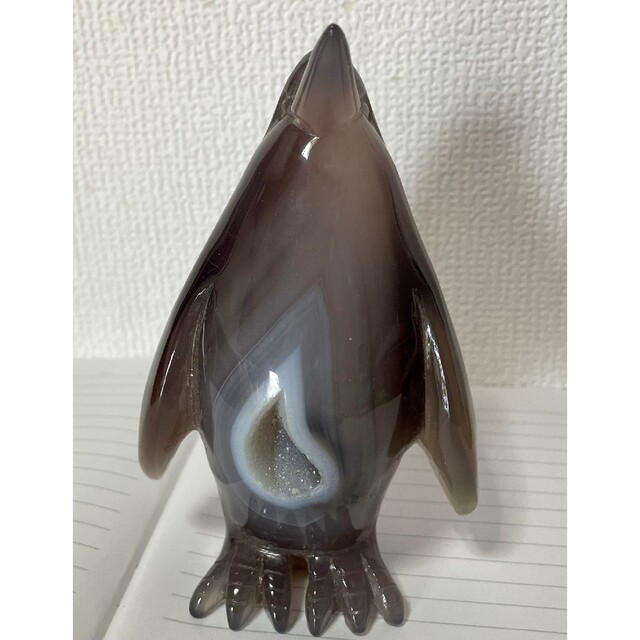 ペンギンのジオード トレジャー瑪瑙 アゲート 彫刻 天然石 水晶 風水晶 動物