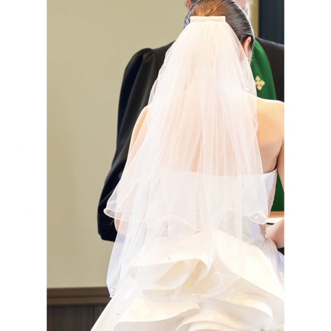 【値下げ】チュールパールベール ハンドメイドのウェディング(ヘッドドレス/ドレス)の商品写真