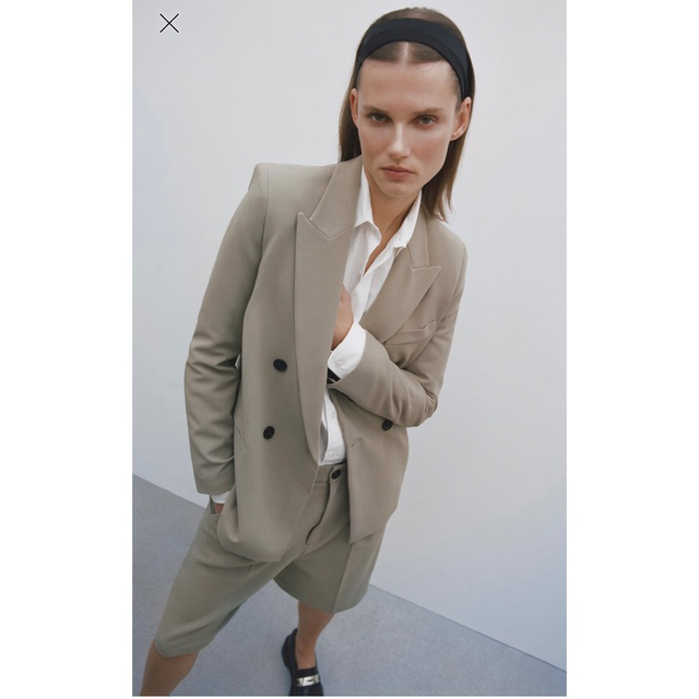 zara ダブルブレストブレザー | フリマアプリ ラクマ