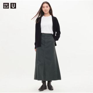 ユニクロ(UNIQLO)のユニクロU フレアロングスカート 70 ダークグレー(ロングスカート)