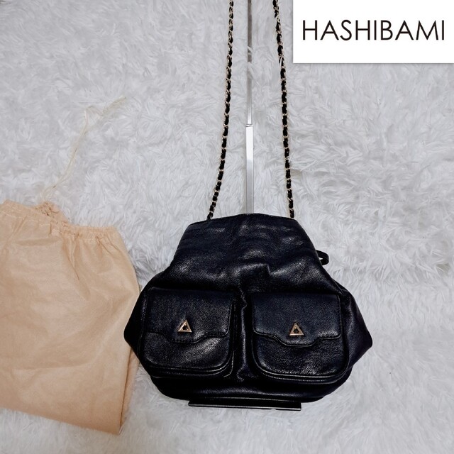 Hashibami ハシバミ 2way ショルダーバッグ ハンドバッグ 黒