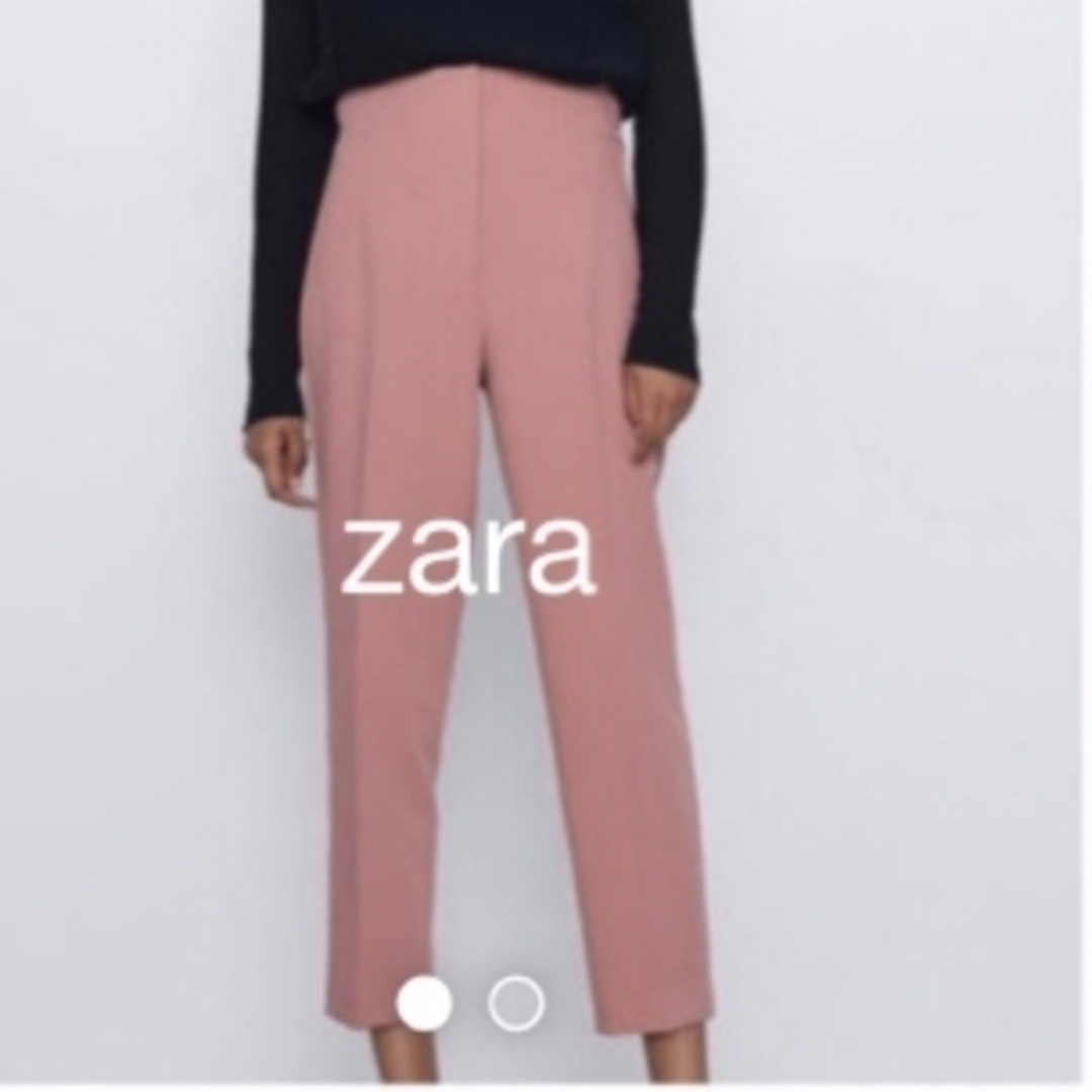 ZARA(ザラ)のザラ　ハイウエスト　パンツ　ピンク　M レディースのパンツ(カジュアルパンツ)の商品写真