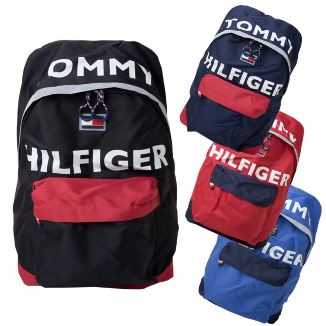 TOMMY HILFIGER(トミーヒルフィガー)のトミーヒルフィガー リュック ロゴ tc980h09 BLK/RED メンズのバッグ(バッグパック/リュック)の商品写真