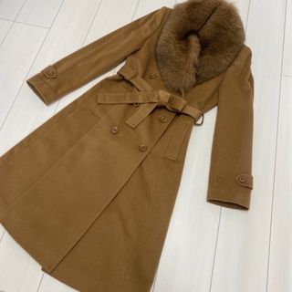 100%カシミヤ フォックス コート　10万