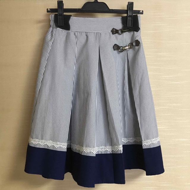 b125.axes femme ストライプ 刺繍 イレヘム スカート-