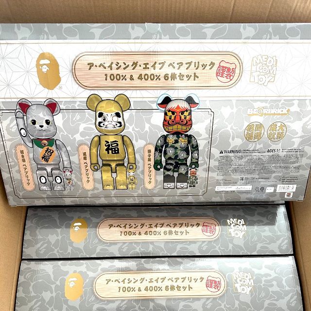 BE@RBRICK BAPE 招き猫 銀メッキ 達磨 金メッキ 獅子舞 400%