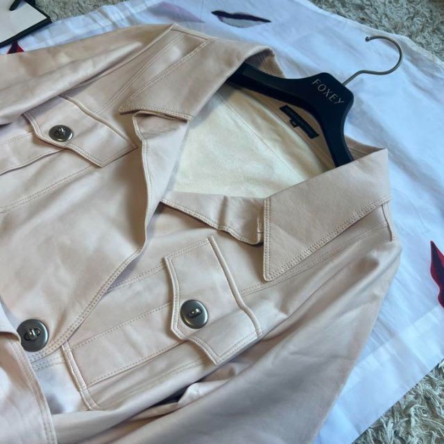 良品】FOXEY NEW YORK レザージャケット ピンクベージュ 40 L - www