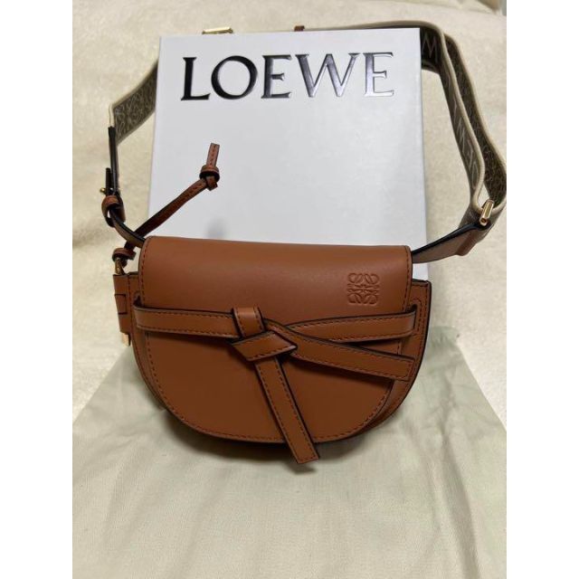 超美品の LOEWE - LOEWE ロエベ ゲートデュアルバッグ ミニ タン