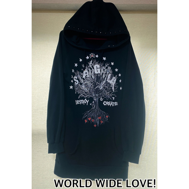 WORLD WIDE LOVE! ワールドワイドラブ！
 ダメージ ロゴパーカー