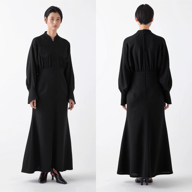 mame(マメ)のmame Wool Georgette Flare Dress レディースのワンピース(ロングワンピース/マキシワンピース)の商品写真