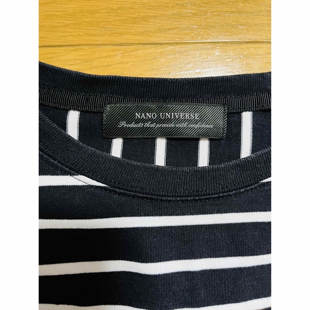 nano・universe(ナノユニバース)のnano universe 7部袖カットソー／Mサイズ／黒×白 メンズのトップス(Tシャツ/カットソー(七分/長袖))の商品写真