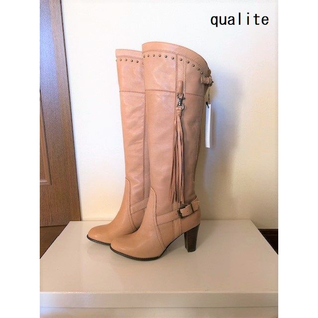 新品カリテqualite☆フリンジ付きロングブーツ 雑誌で紹介された