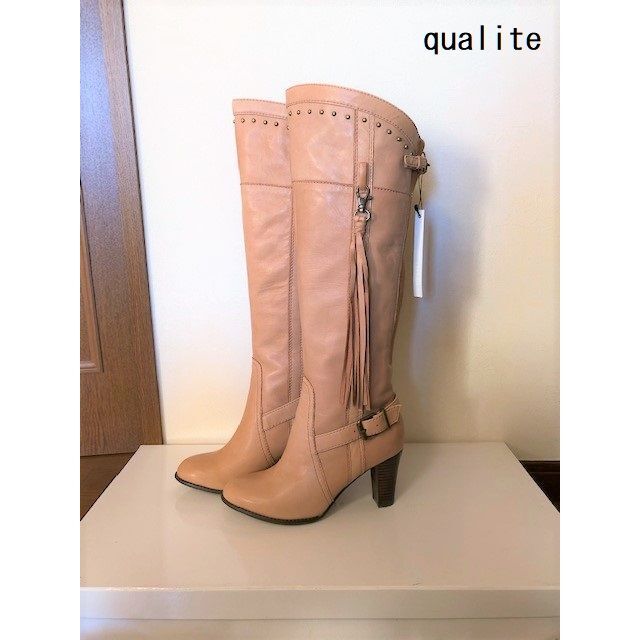 新品カリテqualite★フリンジ付きロングブーツ