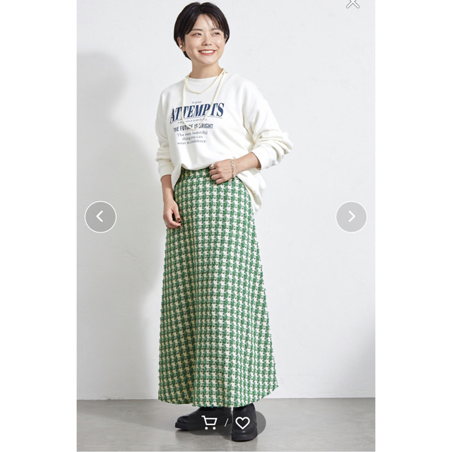 グリーン・ホワイト系 完成品♪ 未使用①【LAURA ASHLEYローラアシュレイ】千鳥格子ロングスカートスーツ