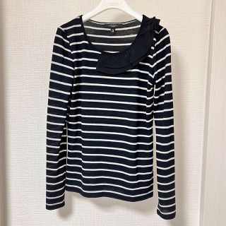 マックスマーラ(Max Mara)のMaxMara❤️新品❤️シルクリボン飾りボーダーニット黒白S(ニット/セーター)