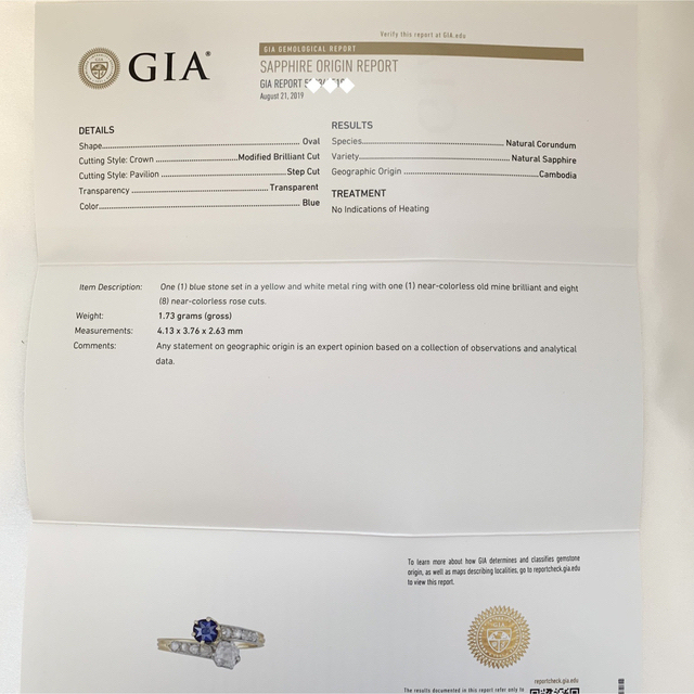 アンティークジュエリー  オールドヨーロピアン ダイヤモンド 非加熱サファイア レディースのアクセサリー(リング(指輪))の商品写真