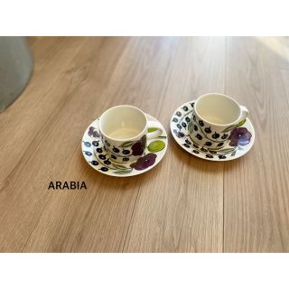 アラビア(ARABIA)のARABIA パラティッシ ティーカップ&ソーサー パープル　ペア(食器)