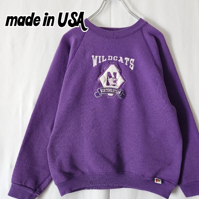 90s USA製 ワイルドキャッツ デザイン スウェット　紫　XL