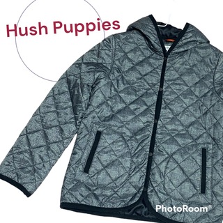 ハッシュパピー(Hush Puppies)の【ハッシュパピー】キルトジャケット 暖かいアウター フードポケット付 グリーン(ダウンジャケット)