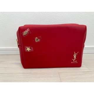 イヴサンローランボーテ(Yves Saint Laurent Beaute)の【YSL】イヴ•サンローラン PUスクエアポーチ レッド 【新品未使用】(ポーチ)