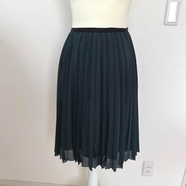 店舗良い ROPE ロペ プリーツスカート グリーン 秋冬デートコーデ