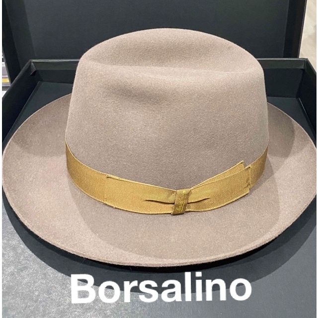 未使用品▽Borsalino ボルサリーノ ラビット×グアナコ リボン付