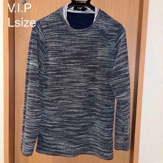 ブイアイピー(VIP)の美品　VIP 長袖ニットシャツ　後襟2枚仕立て　Lサイズ(ニット/セーター)