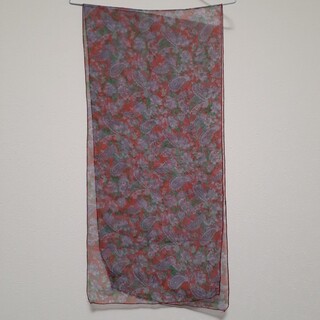 中古品　スカーフ　汚れ、劣化有り　昔の布です　ペイズリー　柄　模様　赤紫緑色(バンダナ/スカーフ)