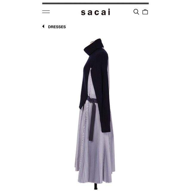sacai(サカイ)のsacai Wool Knit Dress ストライプ　ワンピース レディースのワンピース(ひざ丈ワンピース)の商品写真