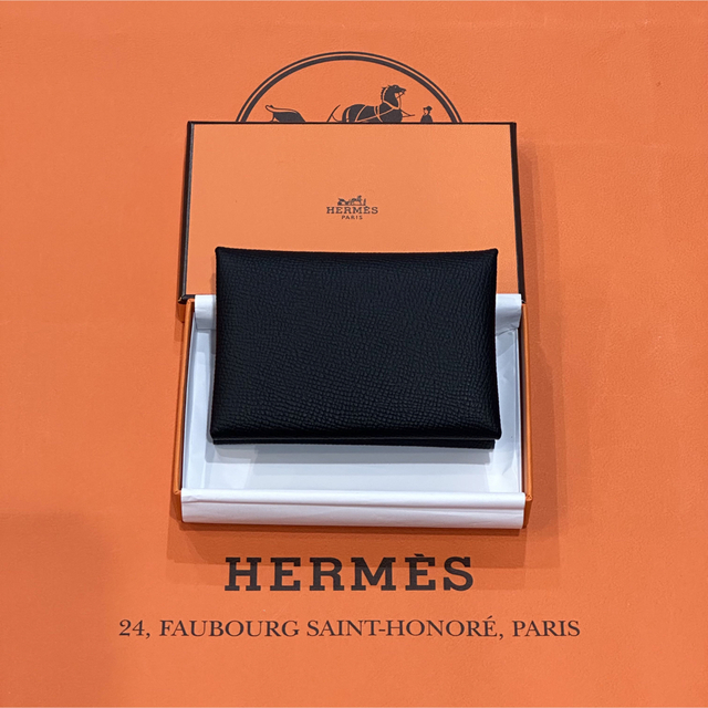 新品 HERMES エルメス カルヴィ デュオ  カードケース コイン ブラック