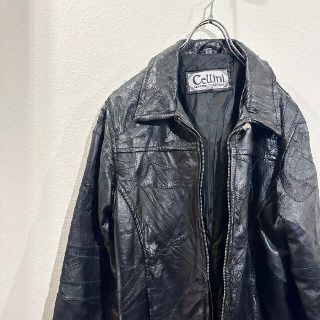 Cellini　LEATHER レザーパッチワークジャケット　ブラック(レザージャケット)