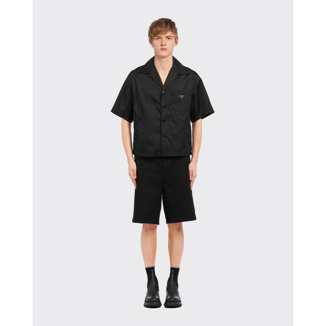 大人気 prada 半袖シャツ renylon 卯月 shirt プラダ 野花 リナイロン