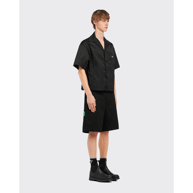 大人気 prada 半袖シャツ renylon 卯月 shirt プラダ 野花 リナイロン