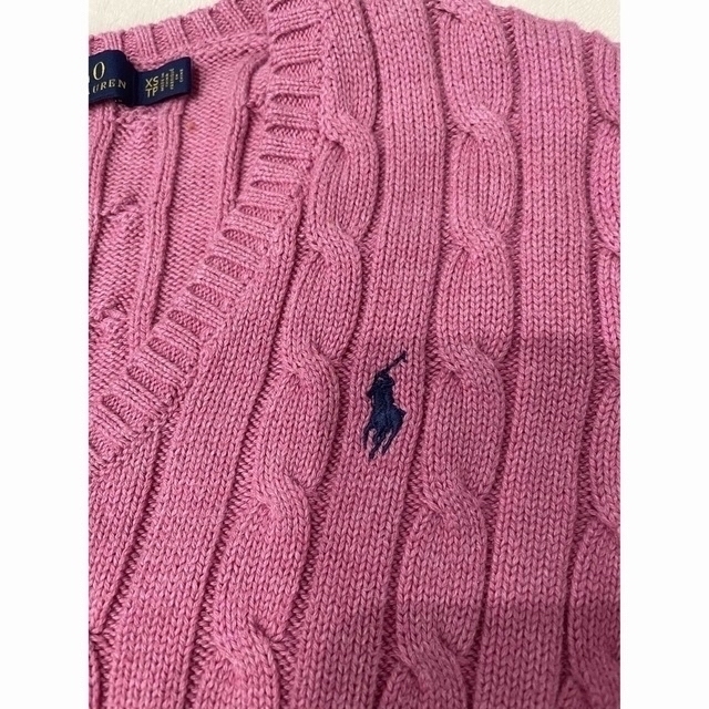 POLO RALPH LAUREN(ポロラルフローレン)のポロ ラルフローレン　Ｖネックケーブルニット ピンク セーター メンズのトップス(ニット/セーター)の商品写真