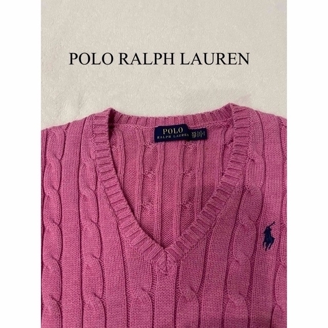 POLO RALPH LAUREN(ポロラルフローレン)のポロ ラルフローレン　Ｖネックケーブルニット ピンク セーター メンズのトップス(ニット/セーター)の商品写真