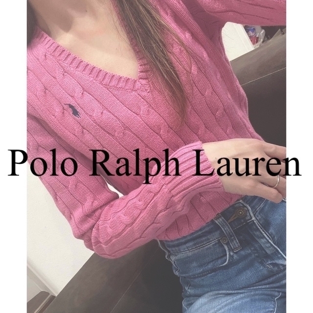 POLO RALPH LAUREN(ポロラルフローレン)のポロ ラルフローレン　Ｖネックケーブルニット ピンク セーター メンズのトップス(ニット/セーター)の商品写真