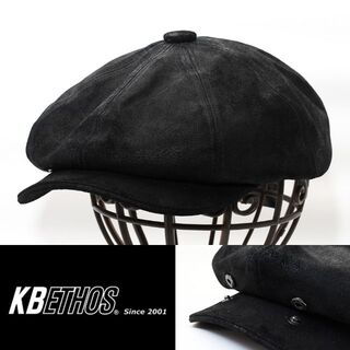 キャスケット 帽子 KB ETHOS レザー ブラック LXL KBL-108(キャスケット)