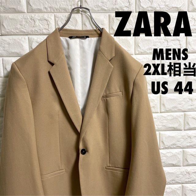 約575袖丈ZARA ザラ　テーラードジャケット　ベージュ　メンズ2XLサイズ相当