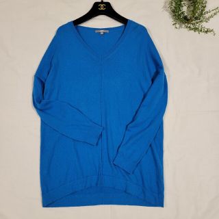 ユニクロ(UNIQLO)のユニクロ コットン カシミヤ チュニック ブルー サイズ(ニット/セーター)