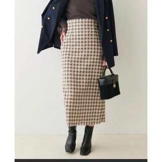 ナチュラルクチュール(natural couture)のnaturalcoutureチェックツイードハイウエストスカート (ロングスカート)