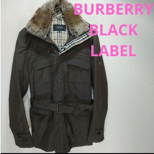 BURBERRY BLACK LABEL(バーバリーブラックレーベル)のバーバリー・ブラックレーベル ミリタリージャケット ラビットファー ノバチェック メンズのジャケット/アウター(ミリタリージャケット)の商品写真